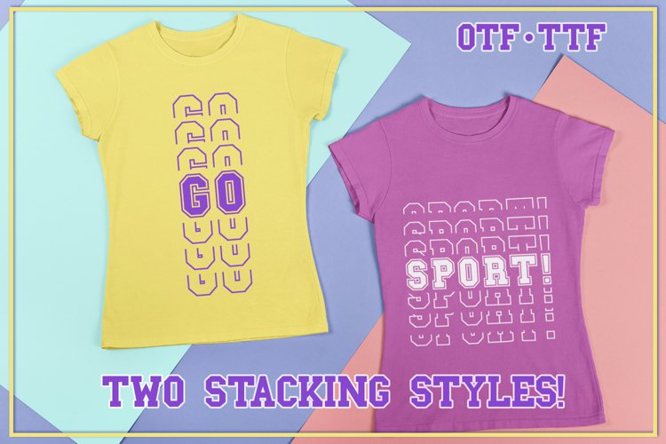 Sports Stacked Mirror Font With Two Stacking Styles