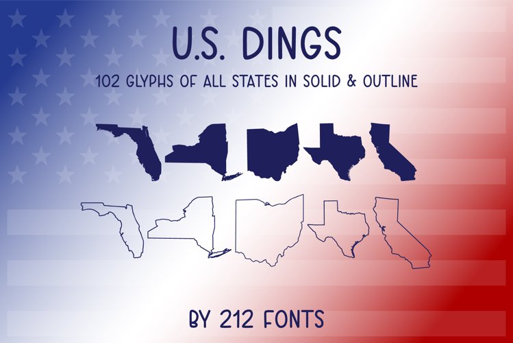 212 US Dings United States Dingbat Solid and Outline Font