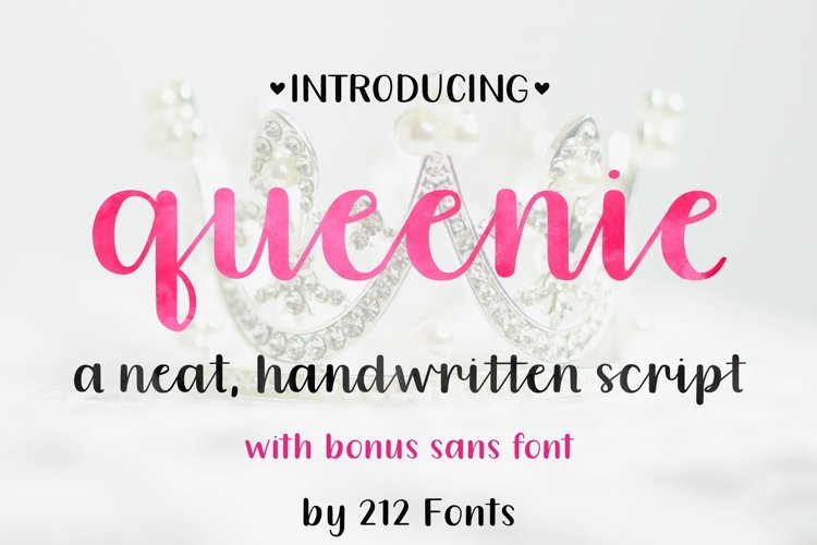 Queenie Font Family including Script, Sans, and Serif