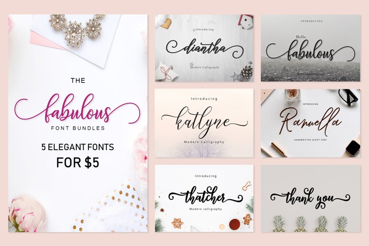 The Fabulous Bundle 5 FOR $5 - Free Font Of The Week