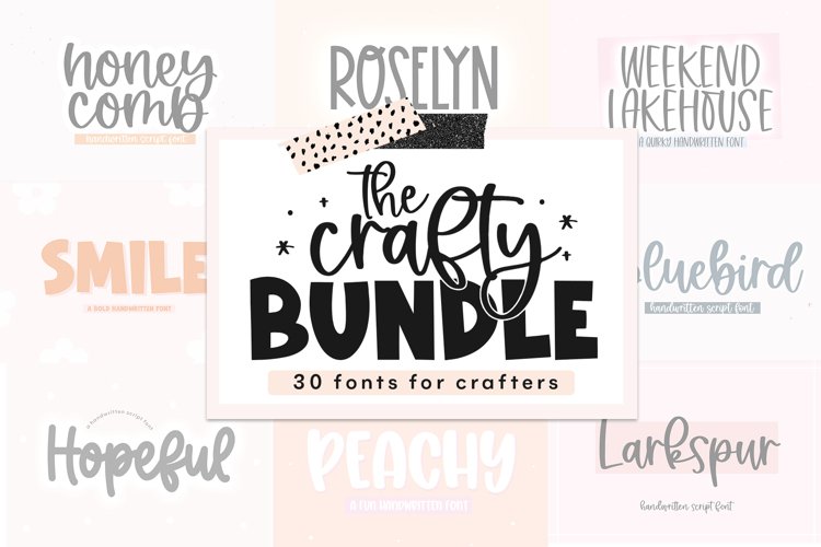 Crafty Font Bundle - 30 Handwritten Fonts for Crafters