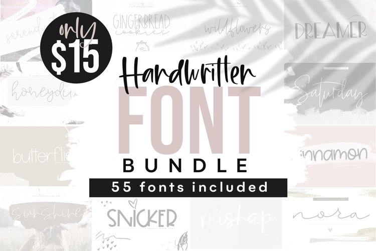KA Designs Handwritten Font Bundle - 50 Fonts!