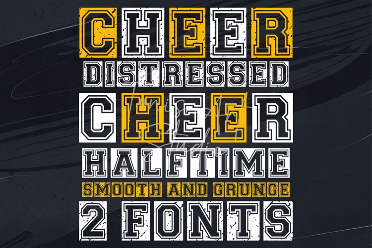 Cheer Distressed & Halftime Font | Varsity Sports Font