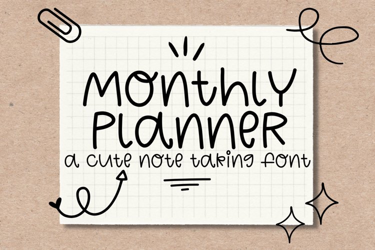 Monthly Notebook - A Quirky Planner Handlettered Font