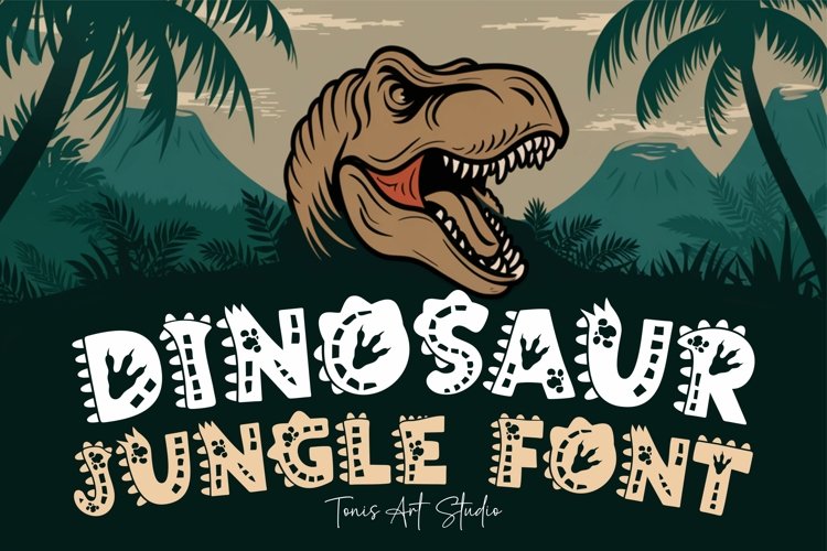 Dinosaur Jungle Font | SVG, OTF, TTF | Kids Dino Alphabet