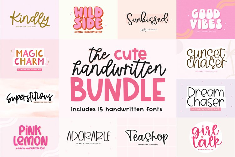 Cute Handwritten Font Bundle - 15 fonts for crafters!
