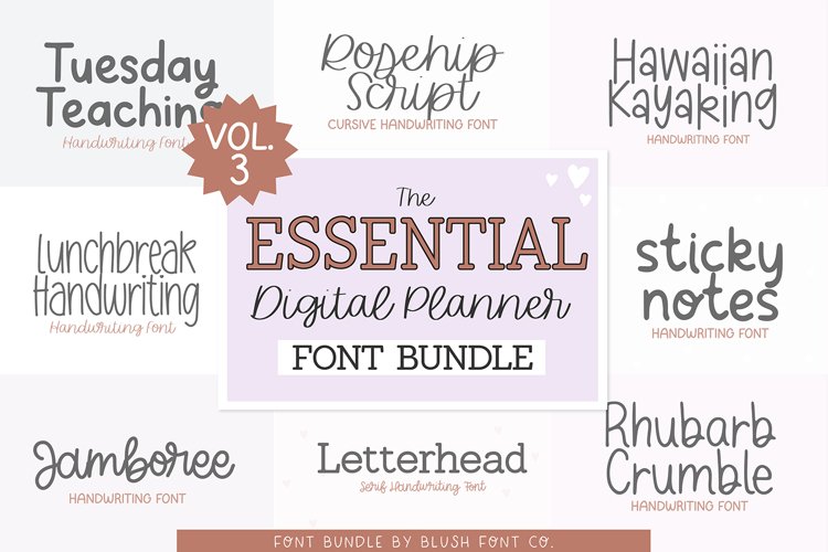 ESSENTIAL DIGITAL PLANNER HANDWRITING FONT BUNDLE VOL. 3