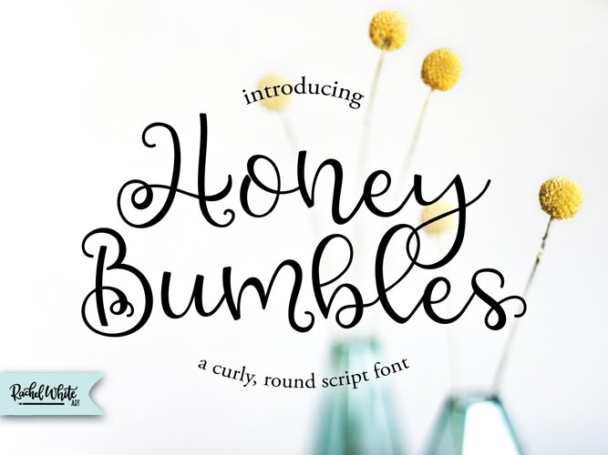 Honey Bumbles, a curly, round script font, Best Seller