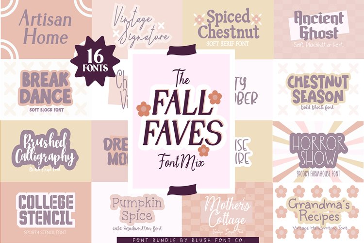 FALL FAVES FONT BUNDLE - 16 FONTS! Autumn and Halloween Font