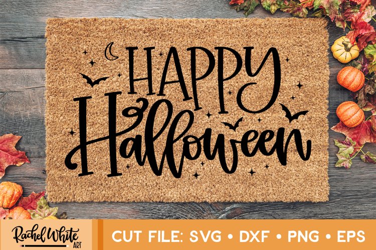 Happy Halloween with stars, Hand Lettered Halloween SVG