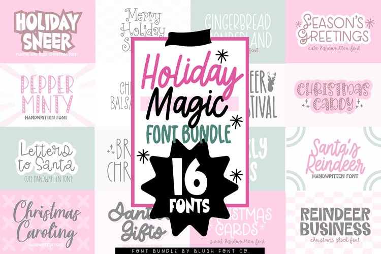 HOLIDAY MAGIC Font Bundle - 16 FONTS! Christmas Holiday Font