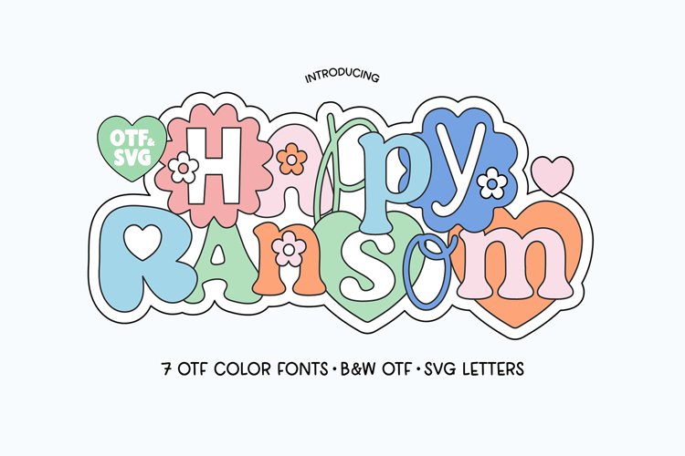 HAPPY RANSOM Boho Flower Cut-Out Font