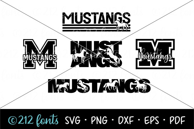 Mustangs Mascot School Sports Team Graphics Bundle SVG PNG E