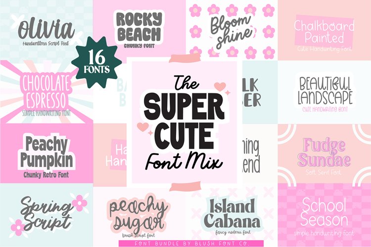 SUPER CUTE FONT BUNDLE - 16 FONTS! Planner and Block Fonts
