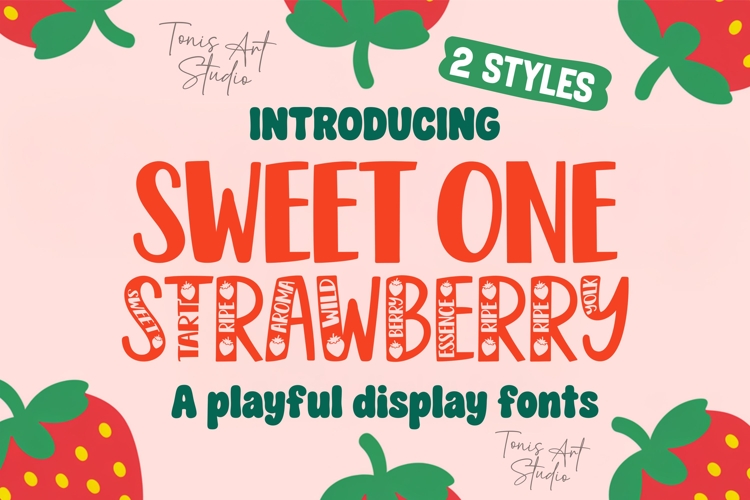 Strawberry Font Bundle | Cute Playful Berry Font Duo