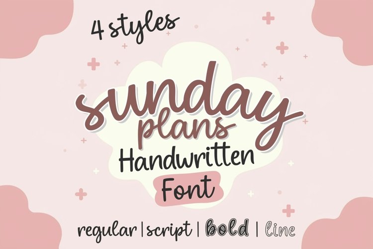 Sunday Plans Font Bundle | Cute Handwritten Script Font