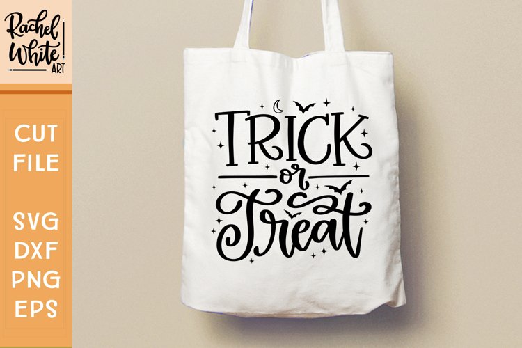 Trick or Treat with stars, Hand Lettered Halloween Candy Bag