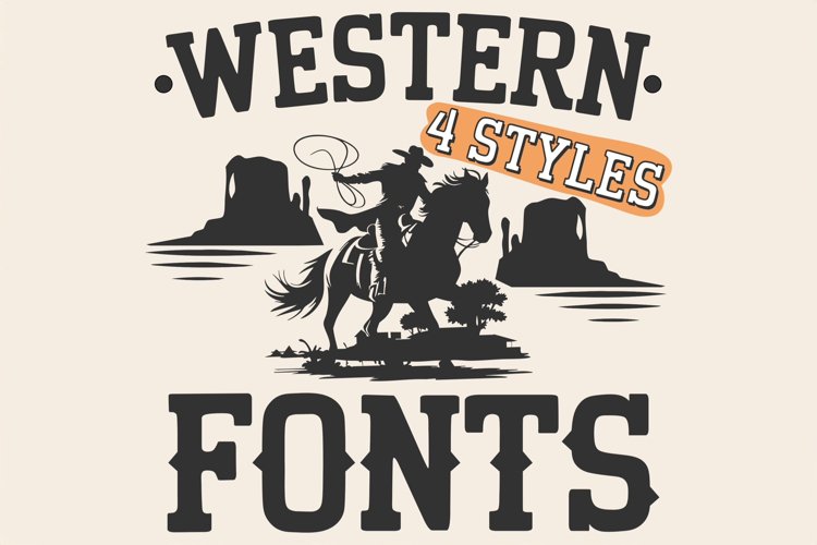 Western Font Bundle| Cowboy Fonts | 4 Vintage Styles