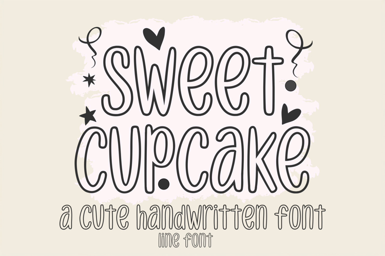 Sweet Cupcake Line Font - Cute Handwritten Outline Typeface
