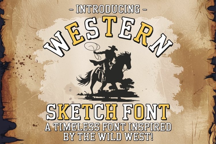 Western Sketch Font | Rodeo Cowboy Font | Outline Letters