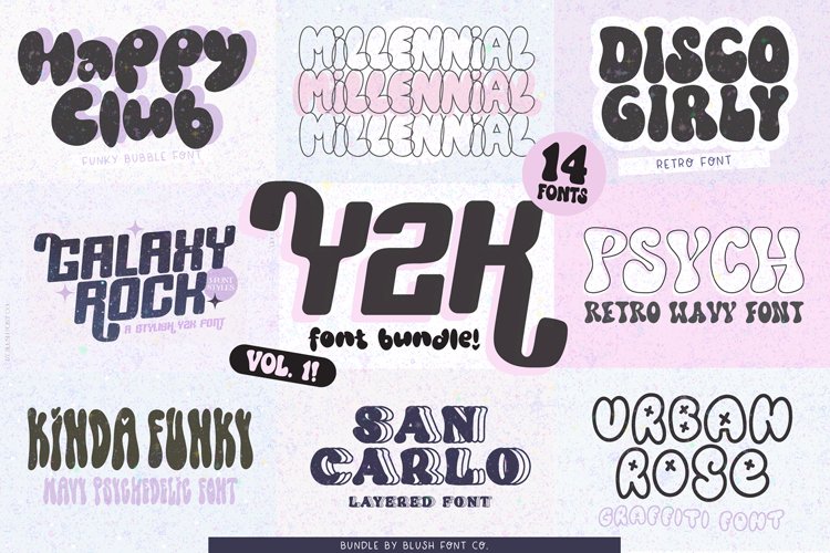 Y2K FONT BUNDLE- Retro Font Bundle by Blush Font Co.